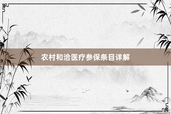 农村和洽医疗参保条目详解